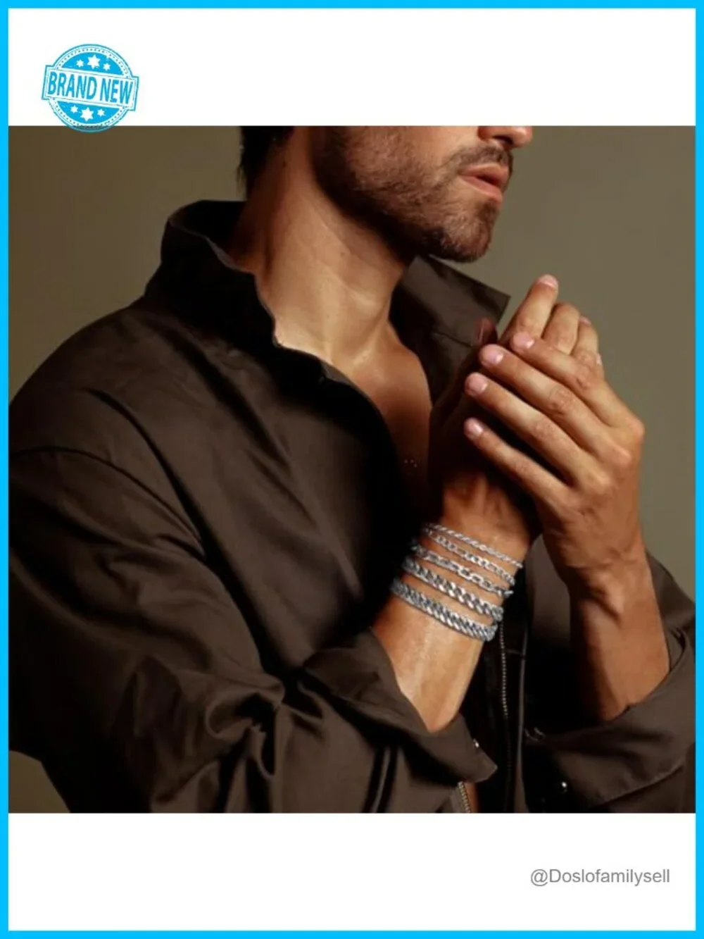 Stainless Steel Link Chain Bracelet Set - 5 Piece Stackable